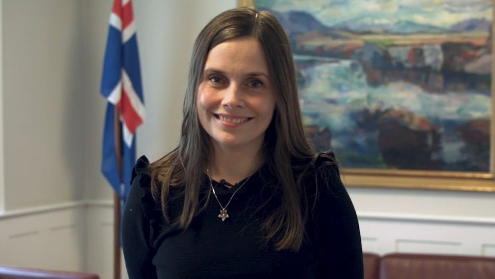 Prime Minister Of Iceland Katrin Jakobsdottir Flag