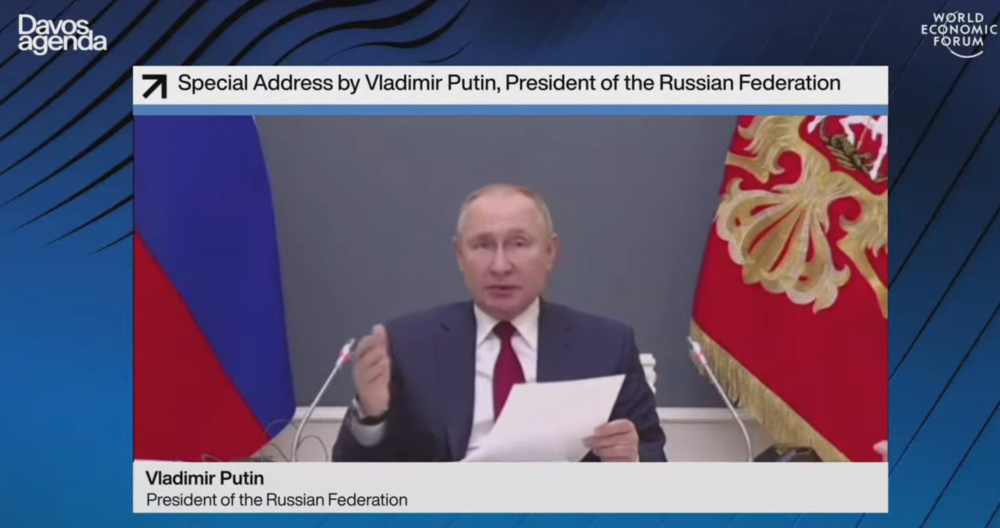 Vladimir Putin speaking at World Economic Forum virtual conference