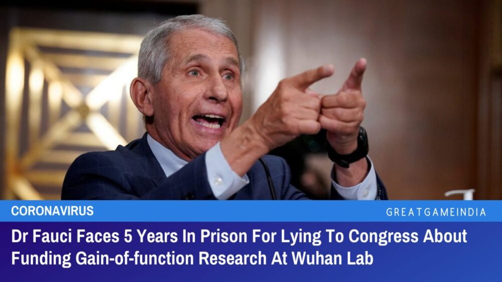 dr. fauci faces 5 years in prison for lying to congress about funding gain of function research at wuhan lab