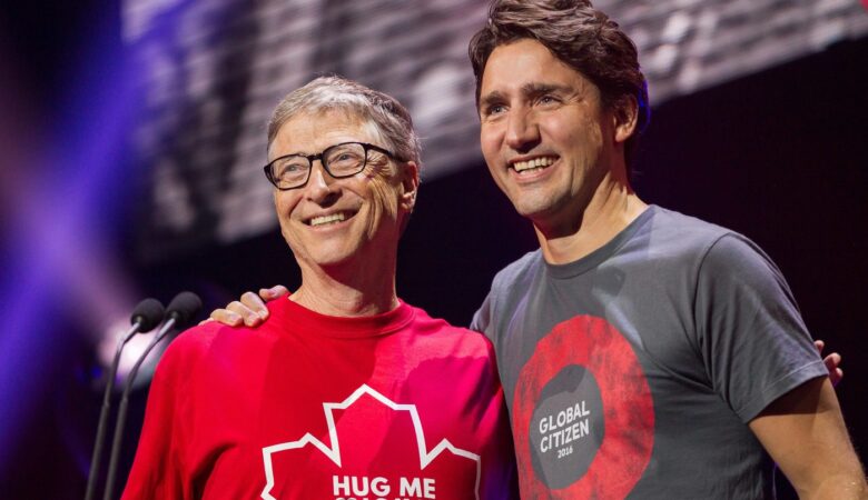 bill gates (global leader of tomorrow 1992) and justin trudeau (young global leader)