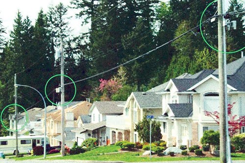 5g Antennas Installed Along A Street In A Us Town.