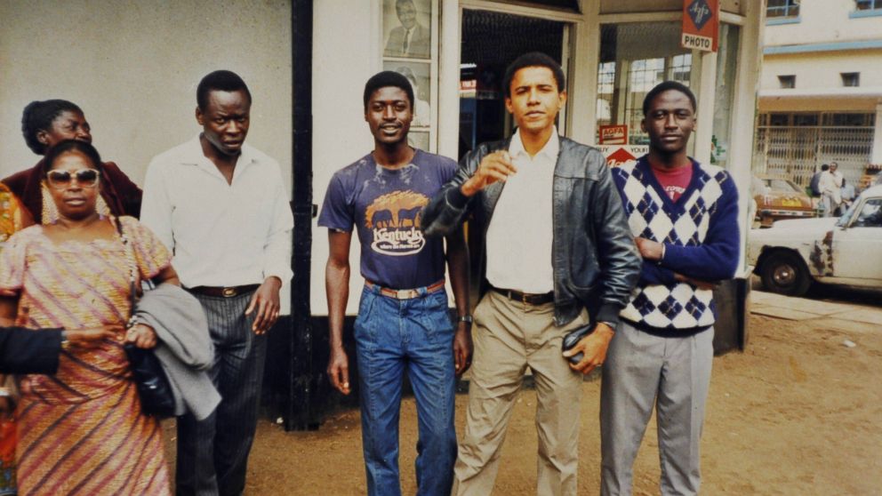 Barack Obama In The Late 1980s With Members Of His Family In Nairobi, Kenya.
