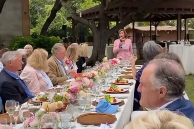 video shows hordes of maskless 'elite' at pelosi fundraiser, while she wants to lock us down